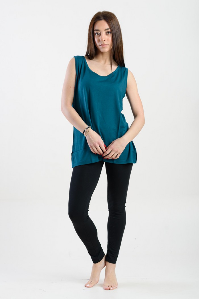 Women's sleeveless blouse ANS 312 PETROL Monochrome