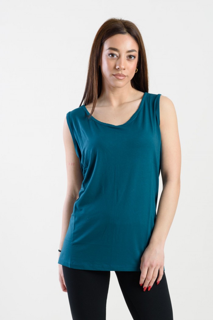 Women's sleeveless blouse ANS 312 PETROL Monochrome