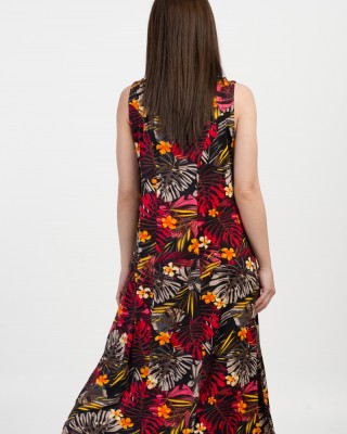 Ärmelloses Kleid viscoze ANS 332 FLORAL RED BLACK