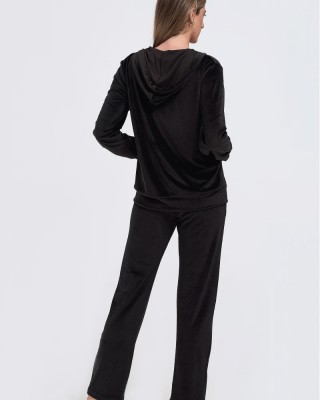 Damen-Velours-Overall Samt-Set ANS 325 301 Schwarz