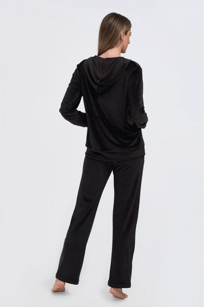 Women's Velour Overalls Velvet Set ANS 325 301 Black