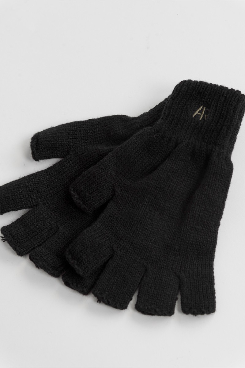 Gestrickte Handschuhe ARMY RACE Cut Thumbs 107A Schwarz