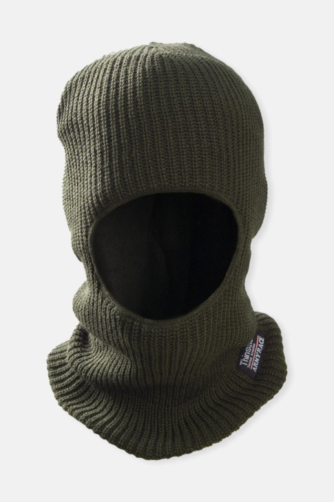 Full face hood Knitted - ARMY RACE - Khaki and Black