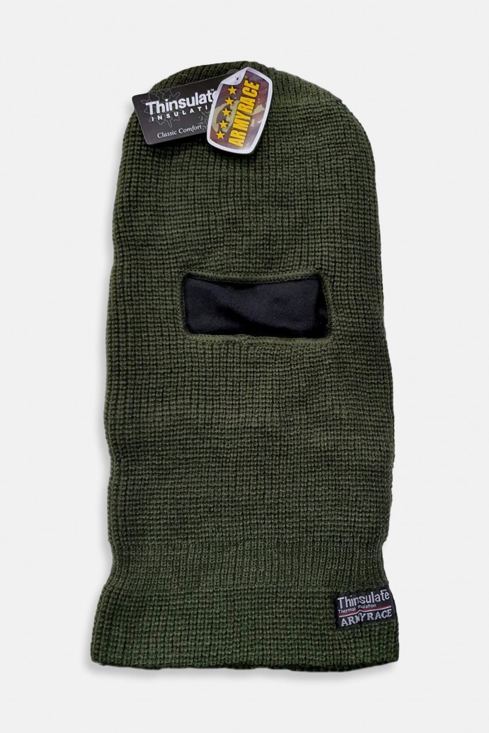 Full face hood Knitted - ARMY RACE - Khaki and Black