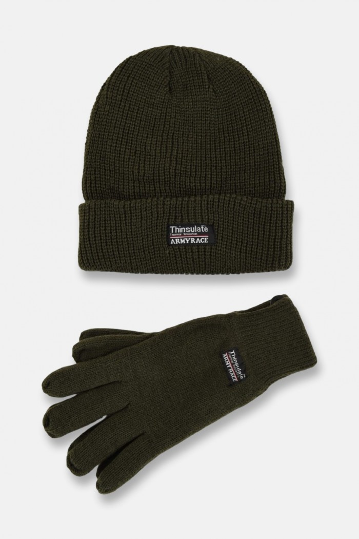 Set Strickmütze und Handschuhe THINSULATE XAKI