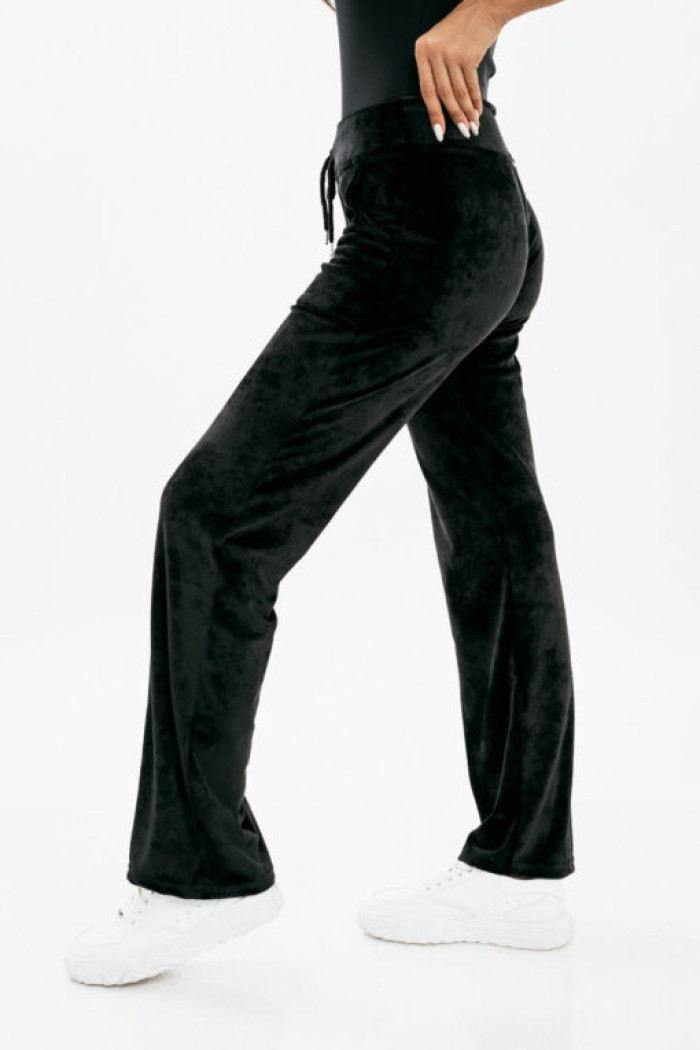 Velvet straight elastic pants BLACK 1280