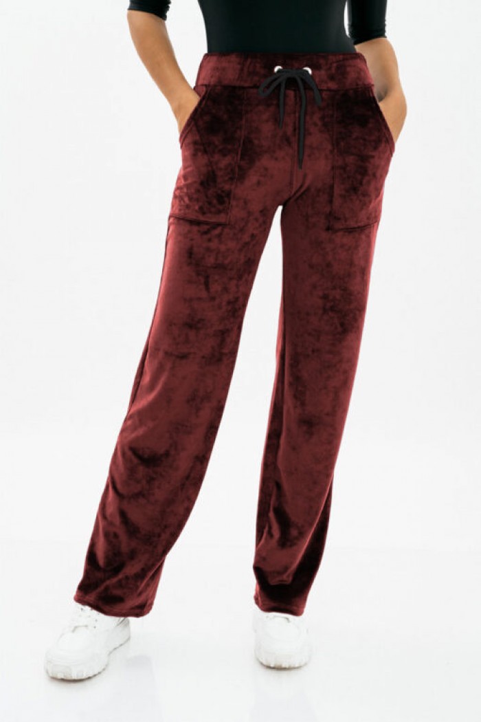 Velvet trousers straight elastic BORDO 1280