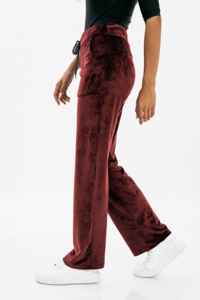 Velvet trousers straight elastic BORDO 1280