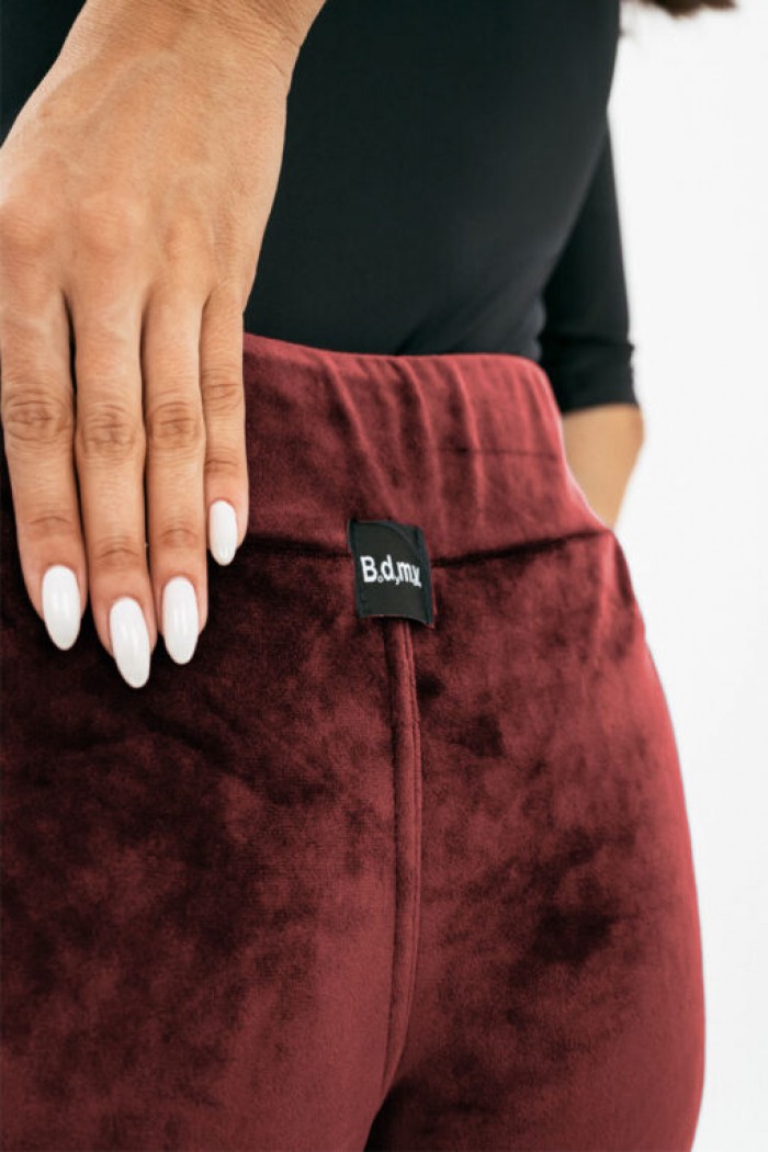 Velvet trousers straight elastic BORDO 1280