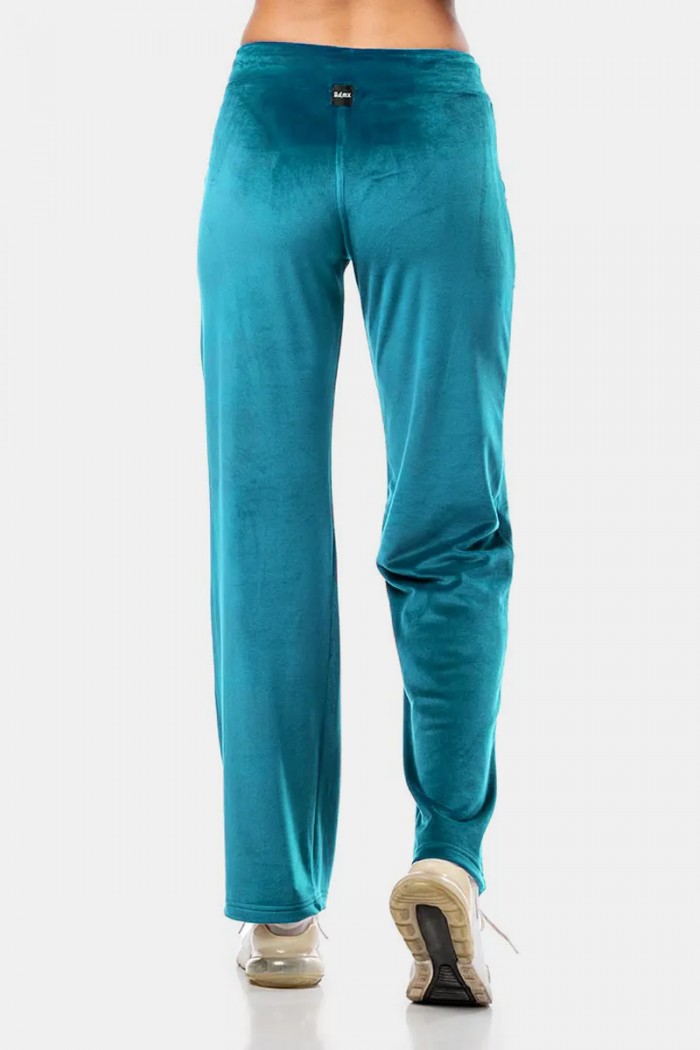 Velvet trousers straight elastic BODY MOVE PETROL 1280