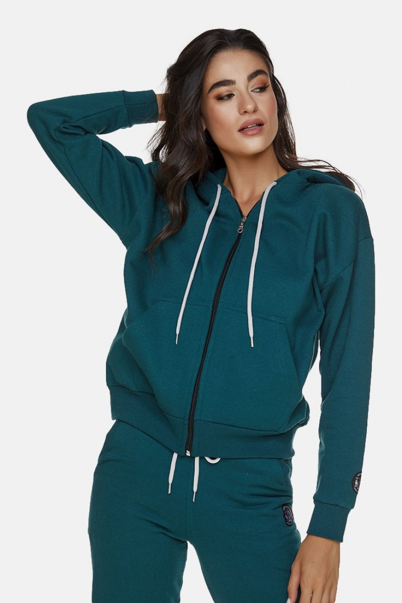Jacket with hood BODY MOVE 1319 Petrol
