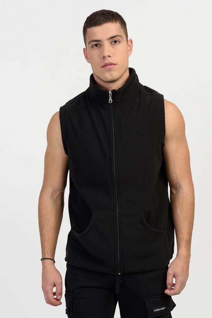 Ärmellose Fleece-Strickjacke BODY MOVE 1364 BLACK