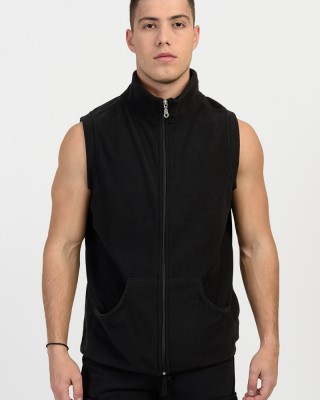 Ärmellose Fleece-Strickjacke BODY MOVE 1364 BLACK