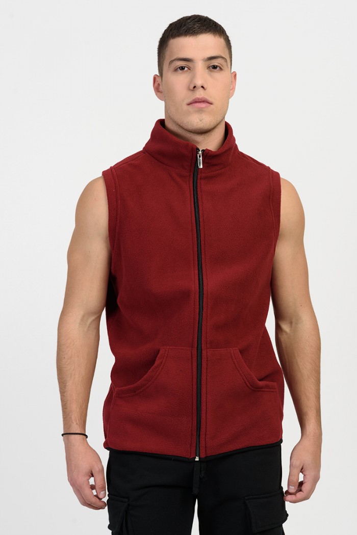 Sleeveless Fleece cardigan BODY MOVE 1364 BORDO