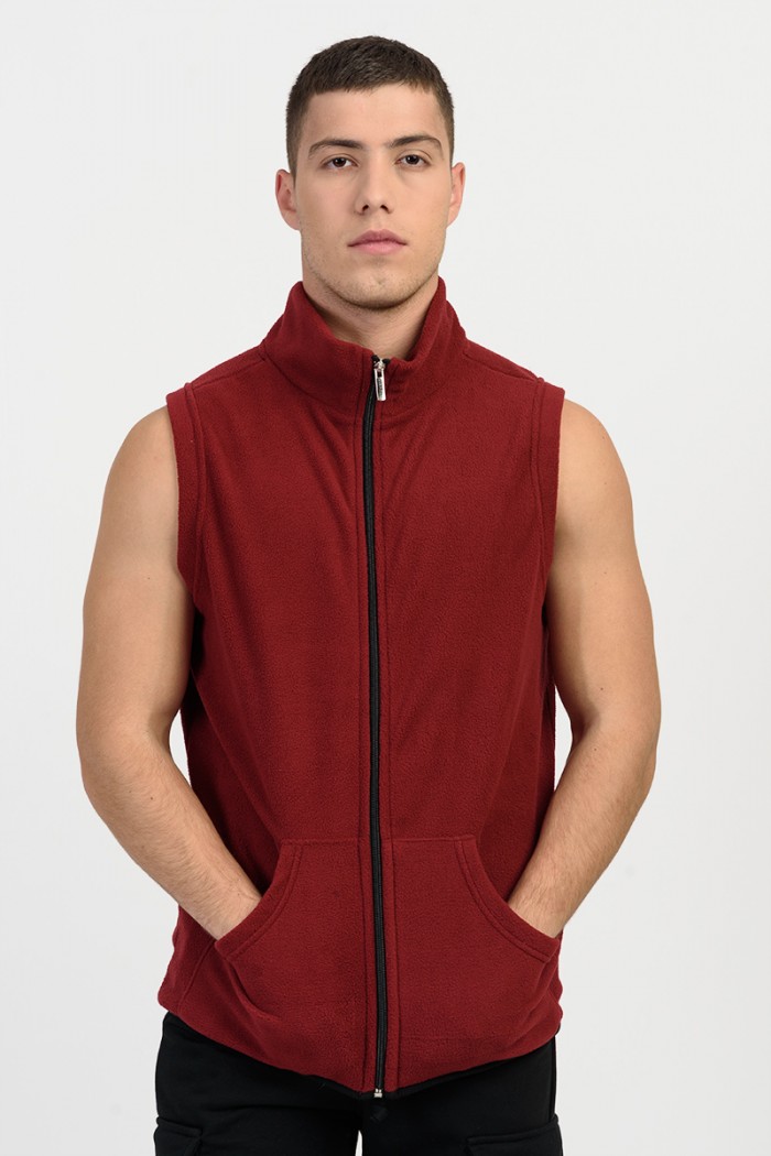 Ärmellose Fleece-Strickjacke BODY MOVE 1364 BORDO