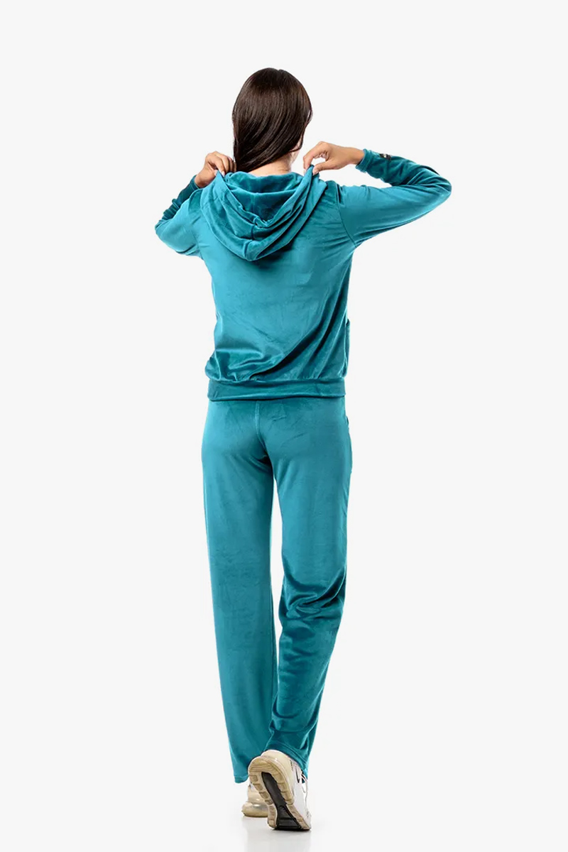 Velour Elastic Overalls Body Move Set 1366 PETROL