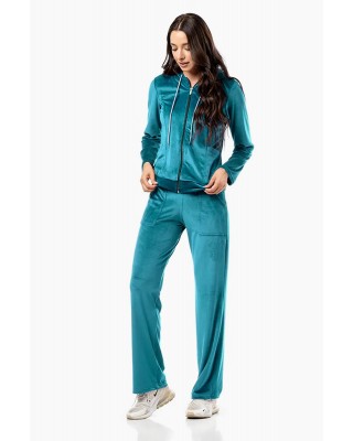 Velour Elastic Overalls Body Move Set 1366 PETROL