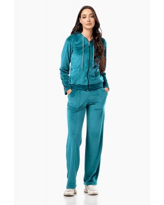Velour Elastic Overalls Body Move Set 1366 PETROL