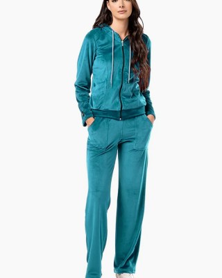 Elastischer Velours-Overall Body Move Set 1366 PETROL