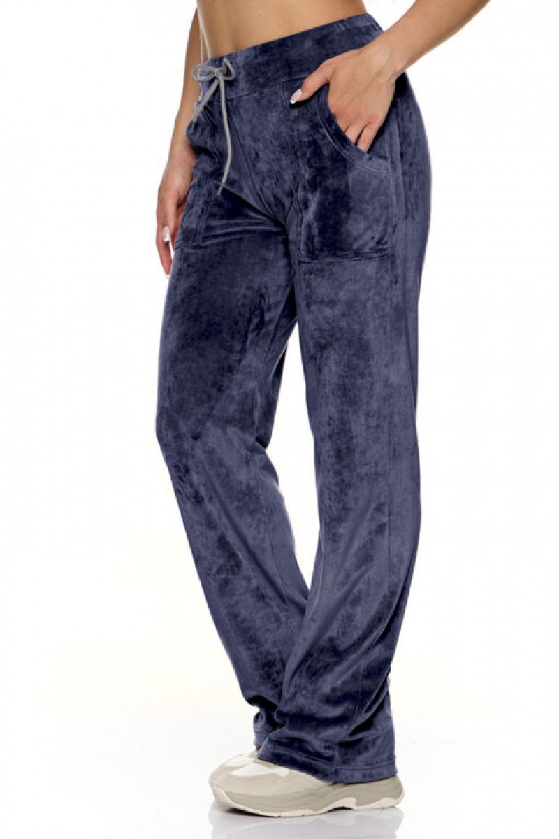 Body Move 1366 Velour Elastic Overalls Set - BLUE DROPS