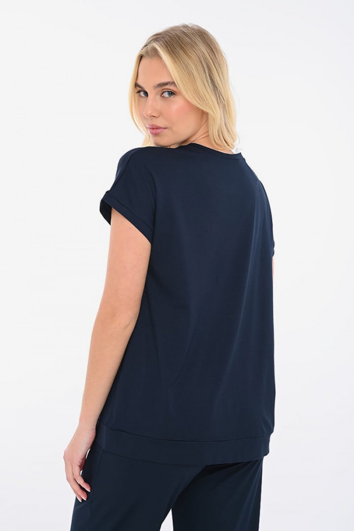 T-Shirt Viscose Lycra BODY MOVE 1395 BLUE DROPS