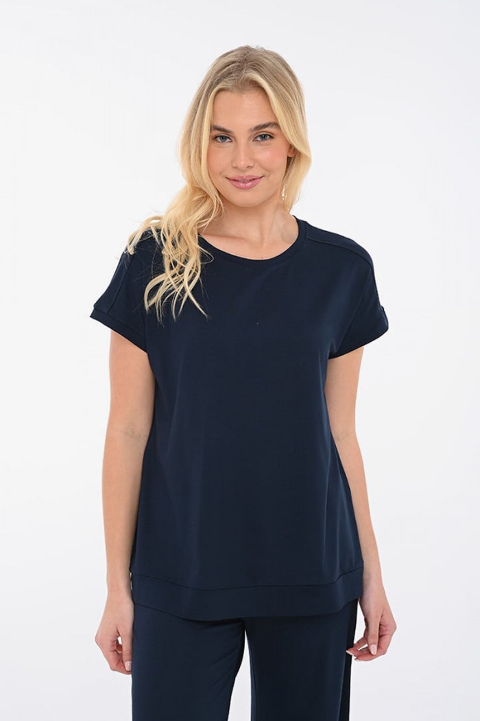 T-Shirt Viscose Lycra BODY MOVE 1395 BLUE DROPS