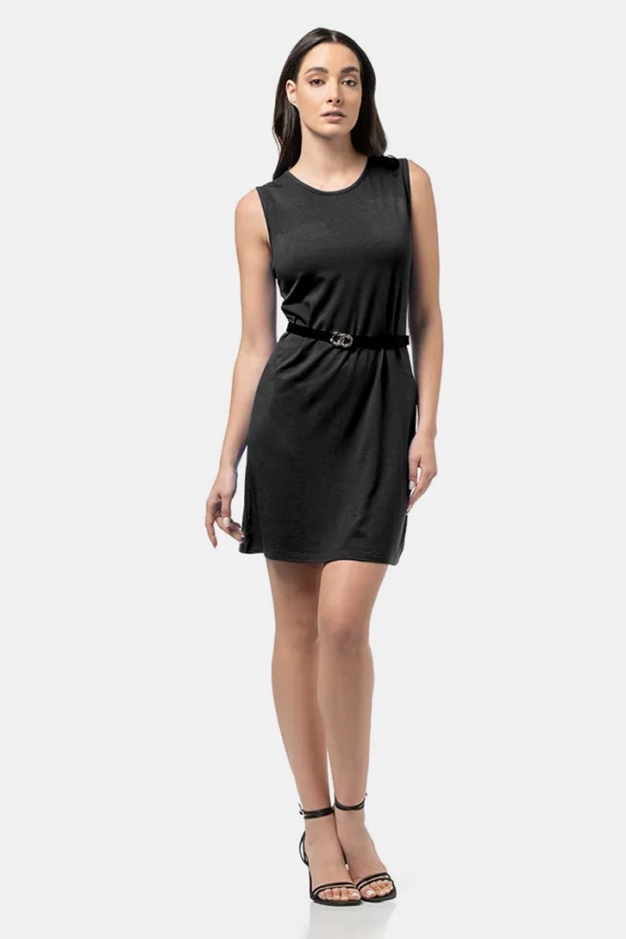 Ärmelloses Kleid Viscoze BODY MOVE 1441 BLACK