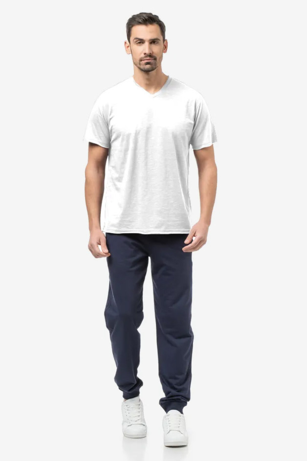 Men's T-shirt Flama with V BODY MOVE 1452 WHITE