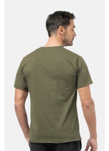Men's T-shirt Flama with V BODY MOVE 1452 HAKI Men's T-shirt Flama with V BODY MOVE 1452 HAKI