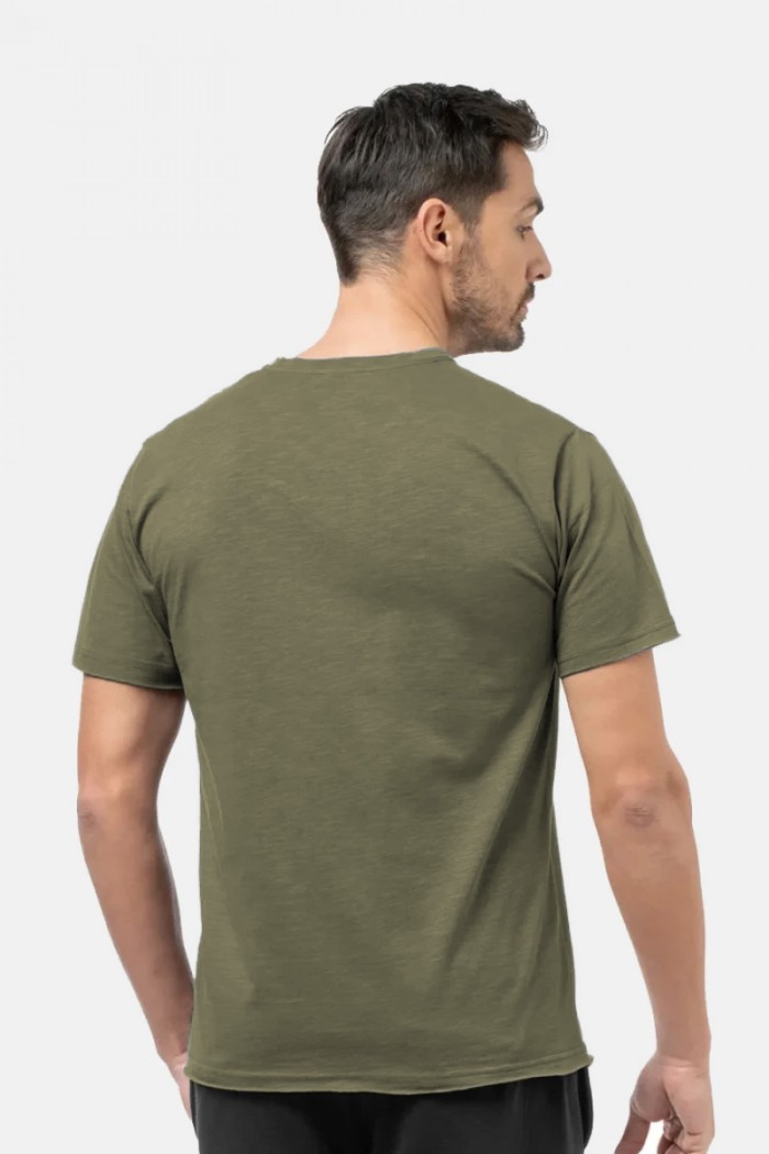 Herren-T-Shirt Flama mit V BODY MOVE 1452 HAKI