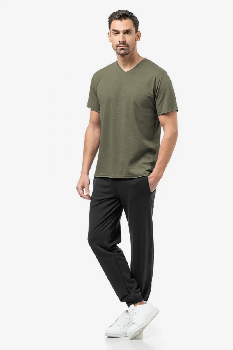 Men's T-shirt Flama with V BODY MOVE 1452 HAKI Men's T-shirt Flama with V BODY MOVE 1452 HAKI