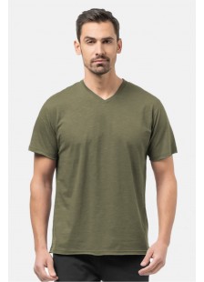 Men's T-shirt Flama with V BODY MOVE 1452 HAKI Men's T-shirt Flama with V BODY MOVE 1452 HAKI
