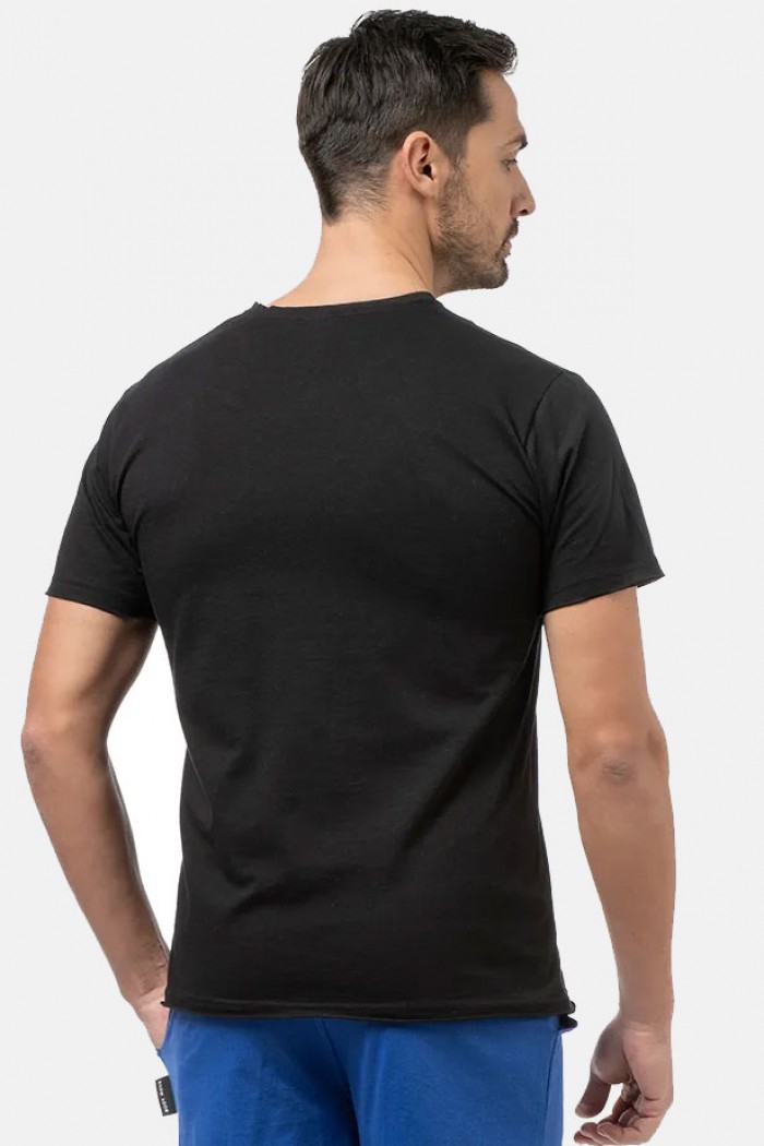 Men's Flama T-Shirt with V BODY MOVE 1452 Black
