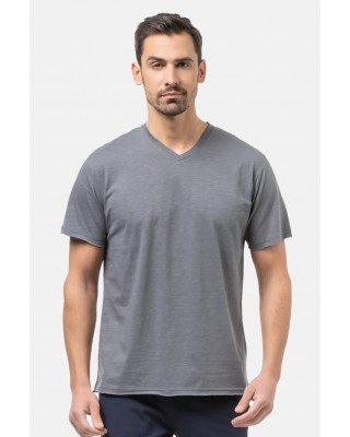 Herren-T-Shirt Flama mit V BODY MOVE 1452 GREY