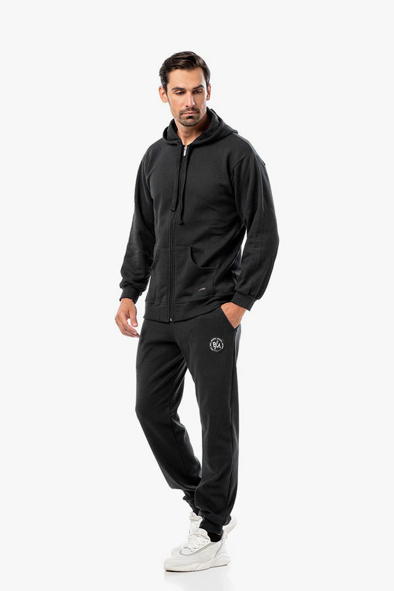 Herren-Kapuzenstrickjacke BODY MOVE 173 BLACK