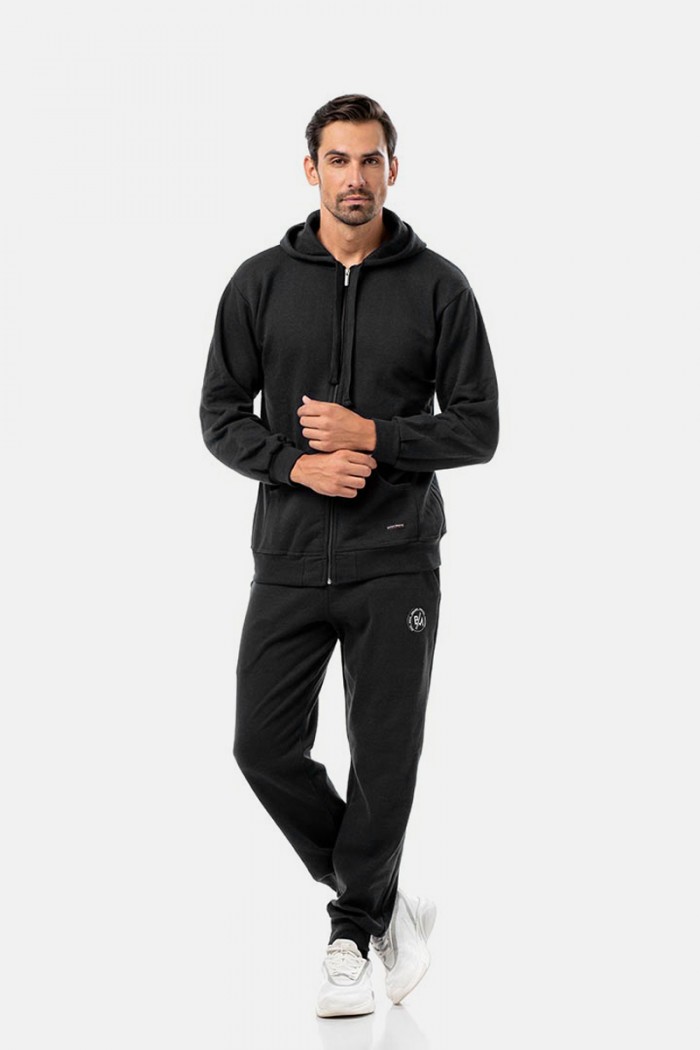 Herren-Kapuzenstrickjacke BODY MOVE 173 BLACK