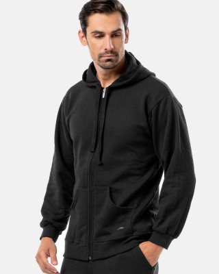 Herren-Kapuzenstrickjacke BODY MOVE 173 BLACK