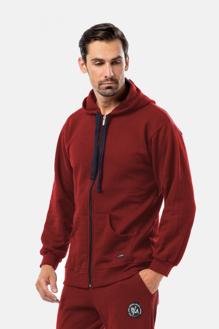 Men's hooded cardigan BODY MOVE 173 BORDO