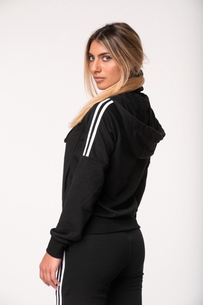 Sports cardigan with stripes BODY MOVE 1171 Black