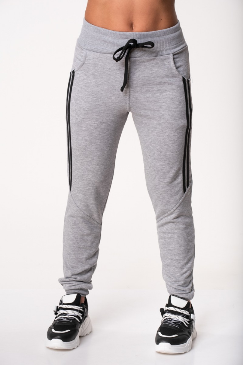 Sports pants with stripes BODY MOVE 1170 Grey