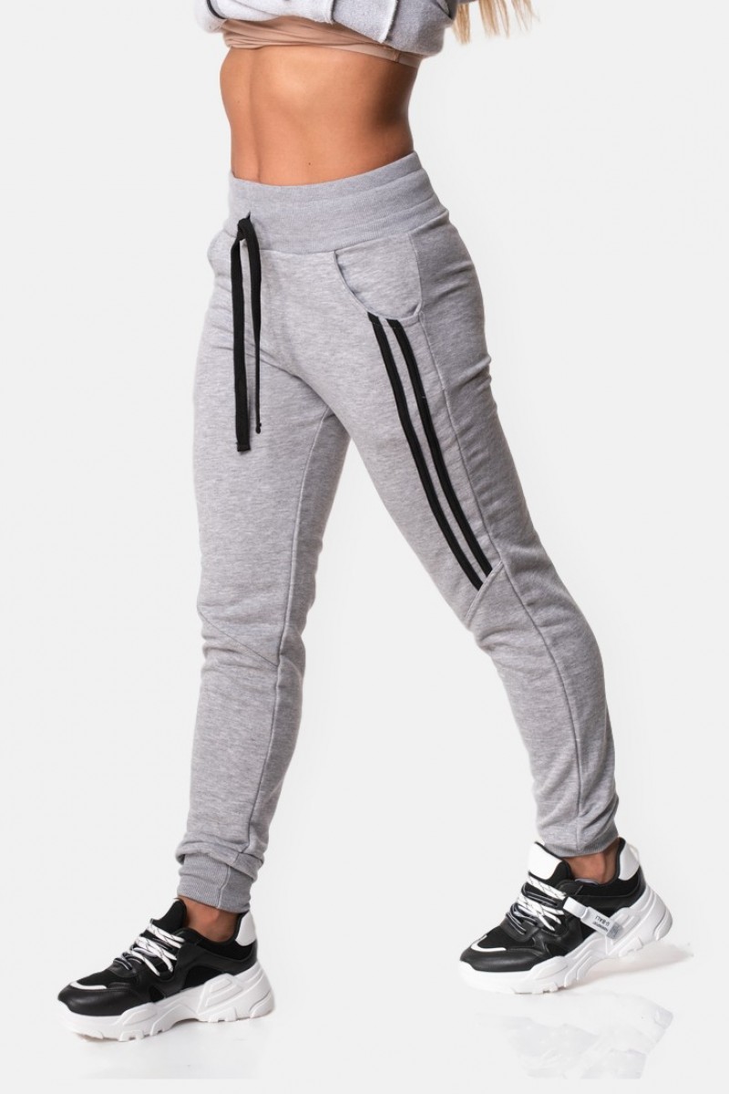 Sports pants with stripes BODY MOVE 1170 Grey