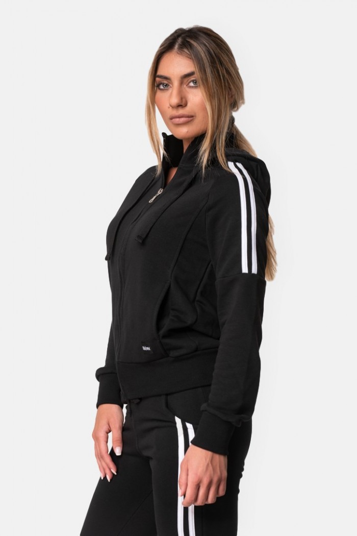 Sports cardigan with stripes BODY MOVE 1171 Black