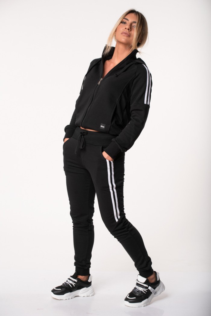 Sports cardigan with stripes BODY MOVE 1171 Black