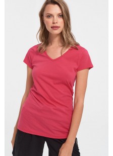 Womens T-Shirt with V in Fuchsia Color Womens T-Shirt with V in Fuchsia Color