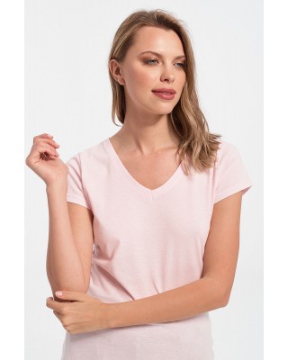 Γυναικείο T-Shirt με V σε Ροζ Απόχρωση
