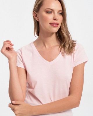 Women's T-Shirt with V in Pink Shade