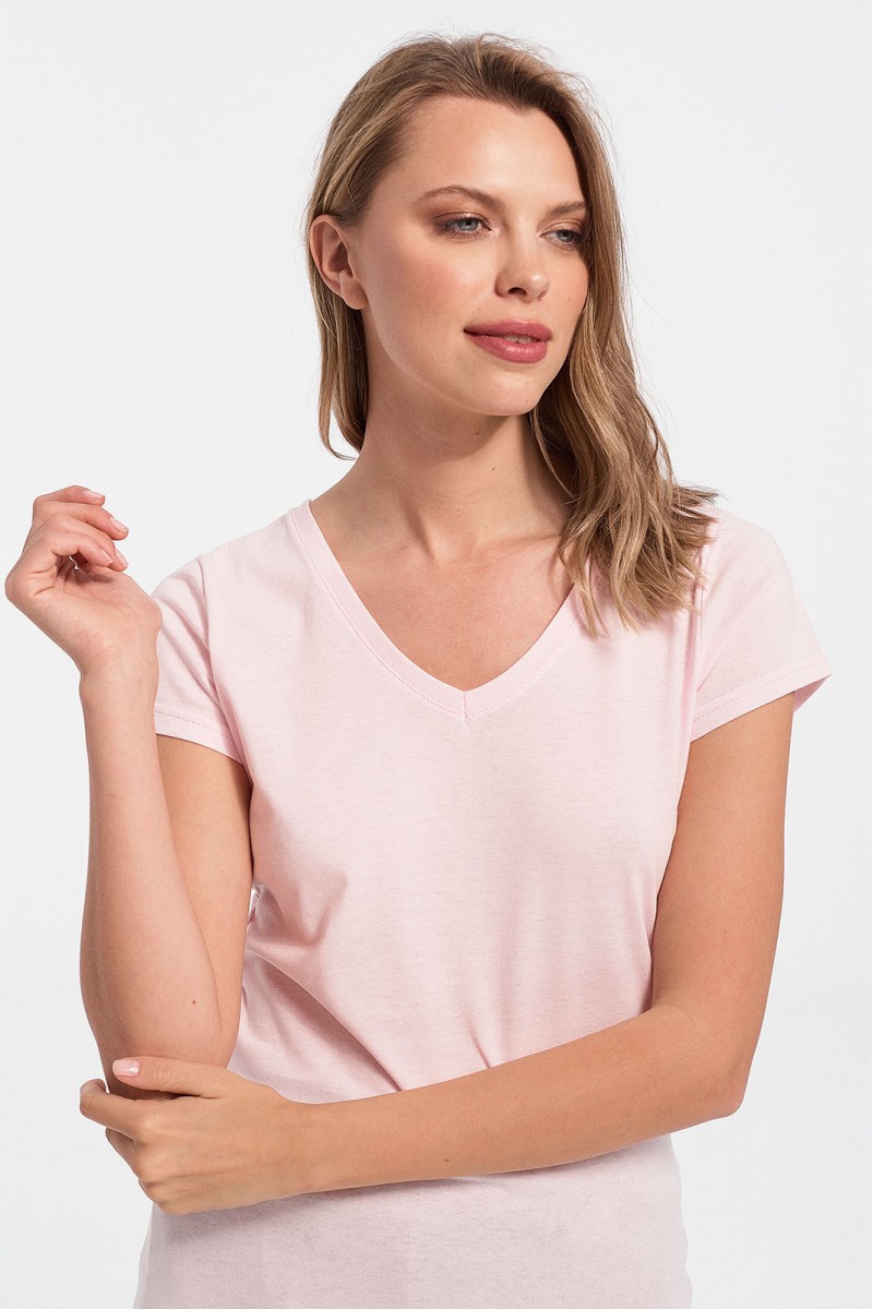Damen-T-Shirt mit V in Rosa-Ton Damen-T-Shirt mit V in Rosa-Ton
