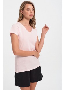 Damen-T-Shirt mit V in Rosa-Ton Damen-T-Shirt mit V in Rosa-Ton