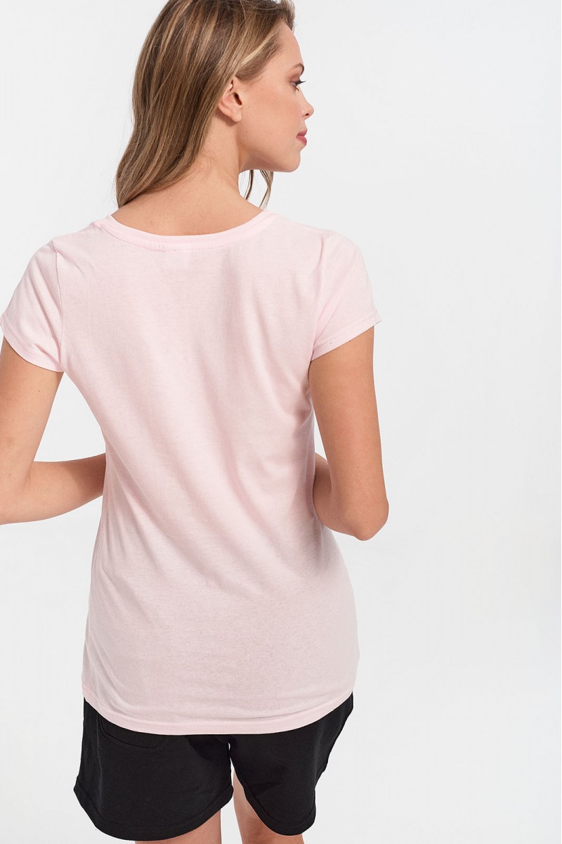 Damen-T-Shirt mit V in Rosa-Ton Damen-T-Shirt mit V in Rosa-Ton