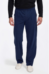 Mens Trousers BODY MOVE Slim Spring Trousers Blue Dark Blue